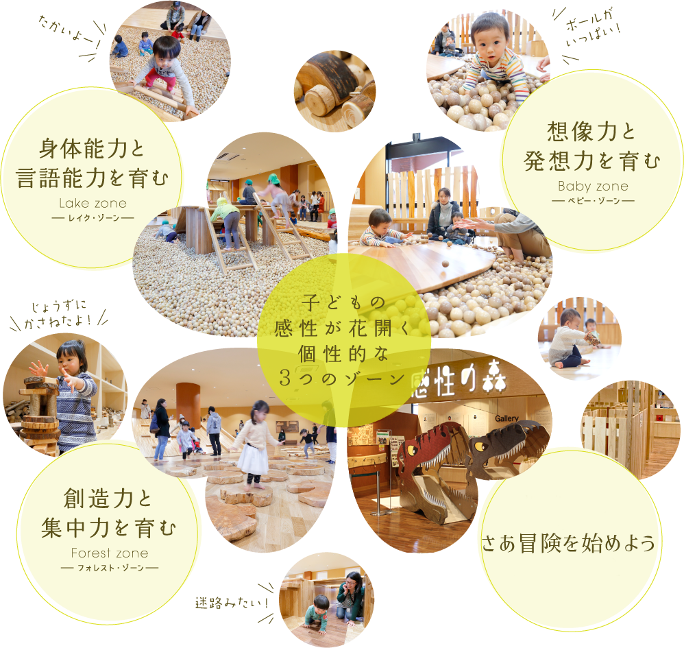 子どもの感性が花開く個性的な4つのゾーン